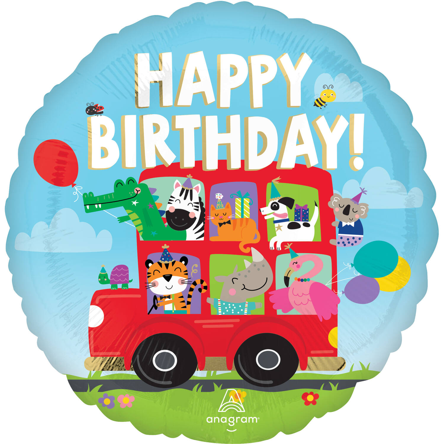 Foil balloon - "HAPPY BIRTHDAY" - Party bus - 45 cm